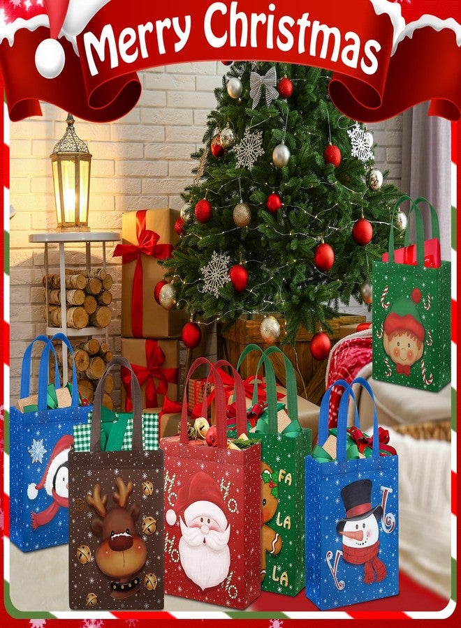 Clysee 36 Pcs Christmas Gift Bags with Handles Non Woven Fabric Reusable Treat Bags for Xmas Party, 6 Styles 10.2 x 8.3 Inches - Image 4